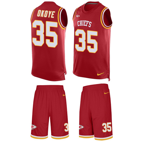 Men's Limited Christian Okoye Nike Jersey Red - #35 Tank Top Suit NFL Kansas City Chiefs